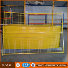 Panneau de clôture métallique soudé jaune temporaire pour les chantiers de construction